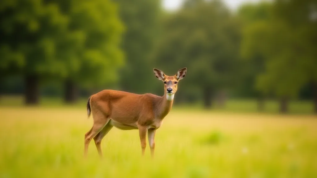 Deer grazing peacefully in an open field with mature trees in the background at Phoenix Park