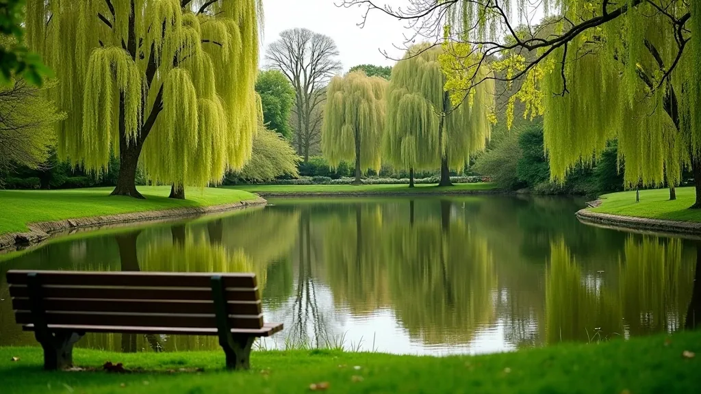 Scenic view of Phoenix Park pond with trees reflected in water, person sitting peacefully on bench